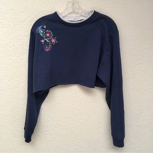 ⭐️ Vintage Blair Paisley Dark Blue Long sleeve Crop Sweater Size Large ⭐️